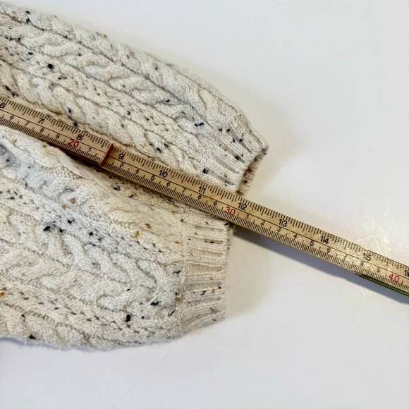 LOFT Flecked Stitchy Puff Sleeve Cotton Blend Cardigan Size Medium‎ NWT - Picture 5 of 8